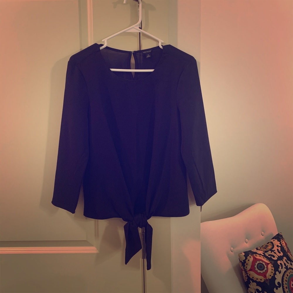Ann Taylor Navy Top with bow detail